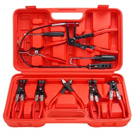 Bicos 9pcs Hose Clamp Pliers, Wire Long Reach Hose Clamp Pliers Set for Automotive Coolant Radiator Heater and Water Hose with Band Flat or Large Clamps Fuel Oil Water Hose Auto Tools