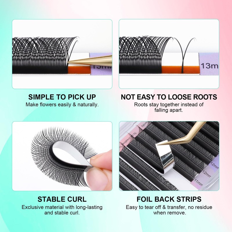 NAGARAKU Eyelash Extension, 4D Volume, Ultra Fine, Lightweight, Natural, Soft,