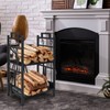 COOBL Firewood Rack Holder with Fireplace Tools,Brush, Shovel, Tong, Hook,Metal