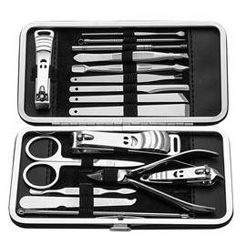 Manicure Pedicure Set Nail Clipper, 17 Piece Stainless Steel Tools for Nail Grooming Cutter Kit Men/Women Includes Cuticle Remover with Portable Travel Case by Totech