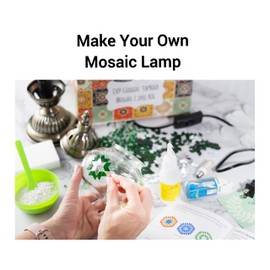 KRAFTSTORIES Turkish Mosaic Swan Neck Lamp Making Kit| DIY Colorful Glass Decorative Nightstand Table Light| Craft Kit |Make Your Own Lamp | Living Room Bedroom | Antique Bronze Base (Green)