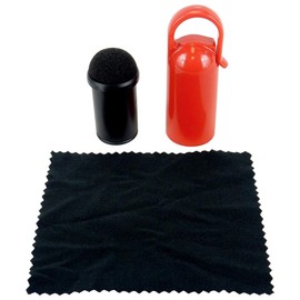 Device Screen Cleaning Tool - Pocket-Sized Kit with Scrub Sponge, Microfiber Cloth, and Clip-On Holder - Lot of 3 - Perfect for Smartphones, Tablets, and Laptops - Red