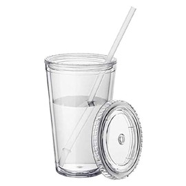 Tumblers with Lids and Straws Wall Clear Plastic Tumblers Bulk Reusable Cups with Straw 1Pc Clear 450ML