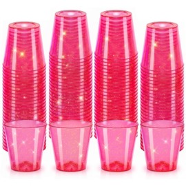 50 Pack 2oz Neon Pink Shot Cups - Vibrant Party Cups for Jello Shots, Cocktails, Birthday Party, Wedding, House Parties - Disposable Mini Tasting Cups