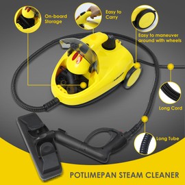 Potlimepan 1500 watt Deep Steam Cleaner with Attachments,Portable Upholstery Steam Cleaner for Home,Tile and Grout Steam Cleaner with on-board Storage (WJ528(NK-0698))