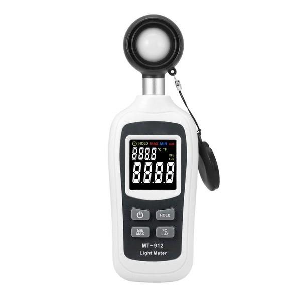 C-Timvasion Digital Illumination Meter, Integrated Thermometer & Illumination Meter, Measures Up to 200,000 Lux, Various LCD Screen, Brightness Measurement, Photography, Plant Cultivation, Light Management for Visibility, Research Experiments, Factories, etc