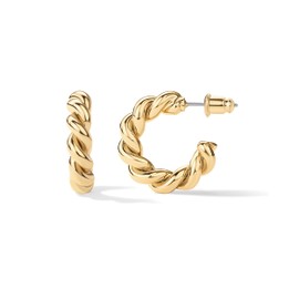 PAVOI 18K Gold Vermeil Twisted Rope Round Hoop Earrings (16.00, Yellow Gold)