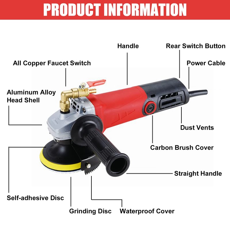 Ganggend Wet Polisher with 4'' Diamond Polishing Pad Tools Kit,