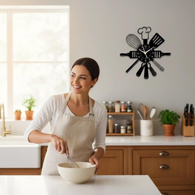 for Kitchen Lovers: 12 Inch Silent Wall Clock, Fun Themed