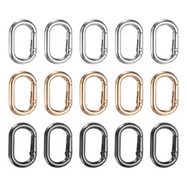 sourcing map 15 Pcs Spring Oval Rings, 12.5mm/0.5" ID 25mm/1" OD Spring Key Ring Clips Snap Buckle Zinc Alloy Trigger Rings for Keyring Buckle Handbag Purses Wallets, Light Gold/White/Black