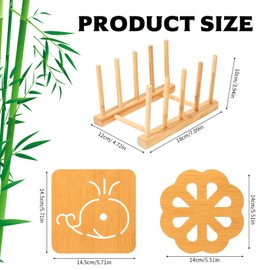 8 STK Hitzebeständiger topfuntersetzer Set, Bambus Topfuntersetzer Holz Untersetzer Tischset für Küche Pfannen Topf Teekanne Schüsseln Geschirr Holzuntersetzer, mit Abtropfgestell