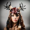 ILOVEMASKS Antelope Feather Devil Deer Horn Skull Ghost Masquerade Party