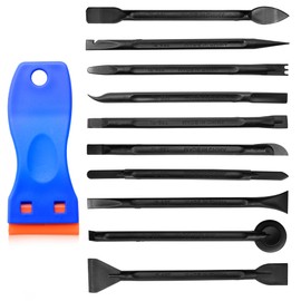 JJZGPP Pack of 10 Scratch Resistant Cleaning Scraper Plastic Carbon Fiber Scraper with Scraper Plastic for Removing Labels Oil Stains Black