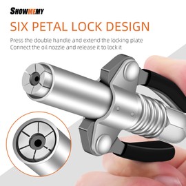 SHOWMEMY Grease Gun Coupler with 12" Grease Gun Hose & 9 Grease Nipple Nozzles & Zerk Fitting Cleaner, Strong Lock and Quick Release,Compatible with all grease gun 1/8"NPT Fitting, Rated 10000PSI