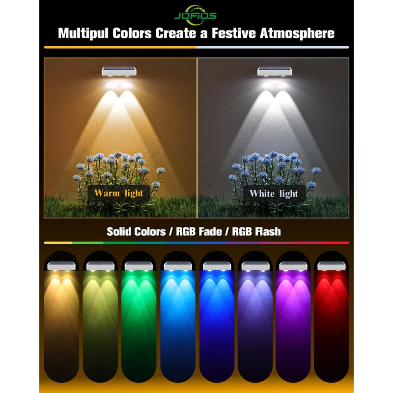 Solar Fence Lights 8 Pack, 50 Lumens Outdoor Fence Solar