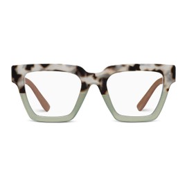Peepers by PeeperSpecs Oprah's Favorite Women's Take a Bow Square Blue Light Blocking Reading Glasses - Chai Tortoise/Green +1.50