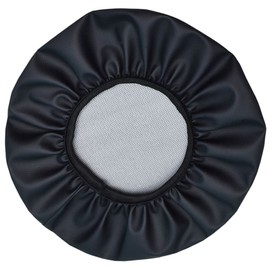 ANWUCHEN Waterproof PU Leather Bar Stool Covers, 2 Pack Anti-Slip Round Seat Cover With Elastic Bands, Durable Chair Cover for 15-16 Inch Chairs (Black)