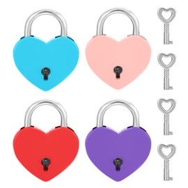 4 Pcs Heart Lock, Colorful Metal Diary Lock Exquisite Safe Mini Locks with Keys for Diary Book Storage Box Jewelry Locker Decor Valentine Gift