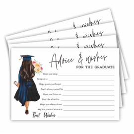 30 Advice & Wishes Cards For The Graduation - Flowers & Grad Girl - Confetti Double-Sided Fill In Style Advice Cards For High School, College, University, Party Favor, Decorations & Supplies-B05