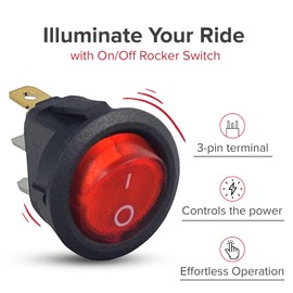 Round Red Illuminated On/Off Switch for The Kidzone 12V Bumper Car Ride On Toy
