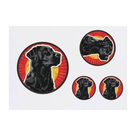 4 x 'Black Labrador in Circle Frame' Temporary Tattoos - Water Resistant, Skin-Safe, Non-Toxic Transfers, Mixed Sizes (TO00073328)