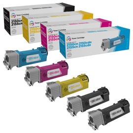 LD Products Compatible Toner Cartridge Replacements for Dell Color Laser 2150 & Dell Multi-Function 2155 High Yield (2 Black, 1 Cyan, 1 Magenta, 1 Yellow, 5-Pack)