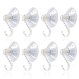 1st Choice Clear Plastic Suction Cup Hooks, 8 Pack Ultra Heavy Duty Power Lock Vacuum Traceless Smooth Waterproof Oil-Proof Wall Shower Kitchen Window Bathroom Holder
