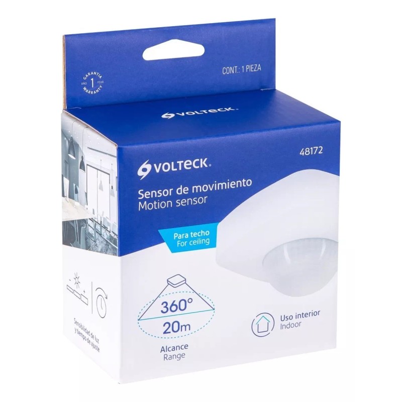 Volteck Sensor De Movimiento Para Techo Detección 20 M Volteck