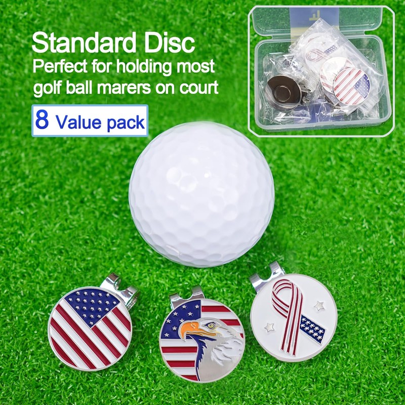 8 Pack Golf Ball Markers with Magnetic Hat Clips Value