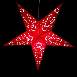Crimson Red Paper Star Lantern with 12 Foot Power Cord Included