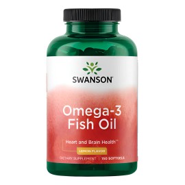 Swanson Suplemento Omega 3 Fish Oil,150 Cápsulas Sabor Limón Sin Sabor