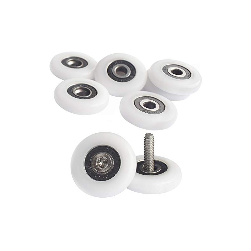 YUANQIAN 8 x White Shower Door Runners 19mm with Screws