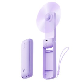 Aecooly Slim Portable Fan, Thin Handheld Fan, USB Rechargeable Mini Personal [24H Max Cooling Time], Battery Powered Small Foldable Pocket for Travel, Summer, Gifts for Women, Girls -Purple