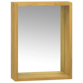 Keketa Mirror Storage Cabinet for Bathroom Living Room Kitchen Cabinet 11.8"x3.9"x15.7" Solid Wood Teak