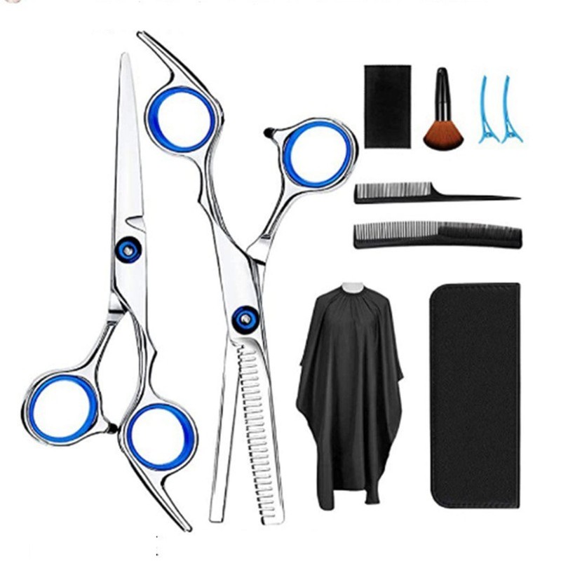 10pcs Haircutting Scissors Kit Professional Stainless Steel Comfortable Grip Portable