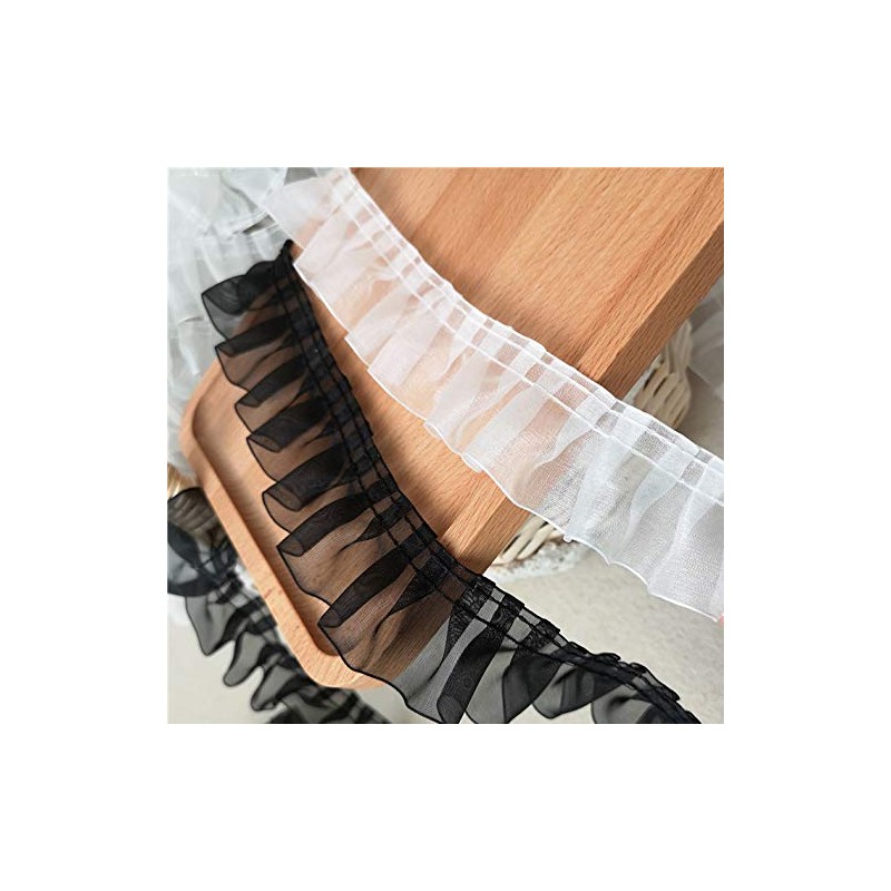 3.9cm Wide x 5 Yards Long Premium Chiffon Ruffle Lace