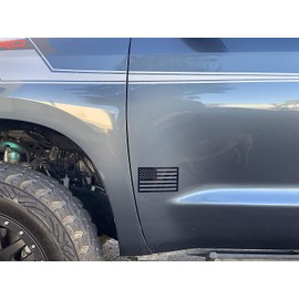 American Flag Emblem Decal Cut-Out - Set of 2 Gloss Black Adhesive Badge for Car or Truck