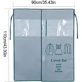 Protector de Ropa Colgante,Funda protectora para ropa, ideal para vestidos, trajes, abrigos, chaqueta y ropa más larga (Gris)