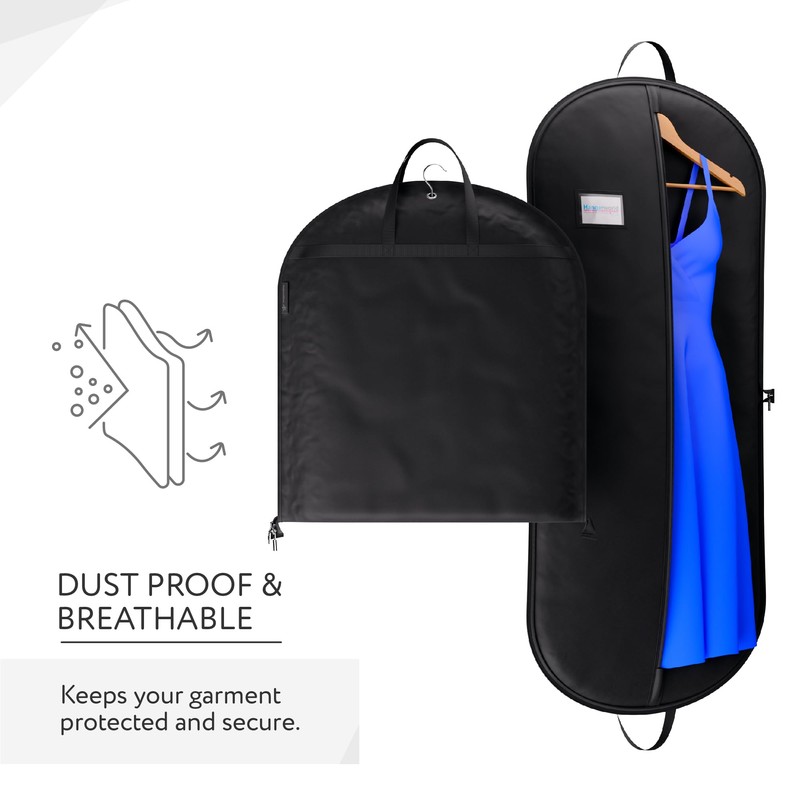 Hangerworld 54 Inch Zipped Black Suit Cover Travel Carrier Bag