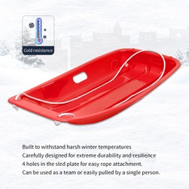 Children's Snow Sled - Durable, Cold-Resistant Toboggan with Reinforced Handles and Pull Rope, Ideal for Kids Ages 4+ - 35x17x4.5 Inches