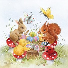 20 Napkins Painting Course for Animals Rabbit Squirrel Spring Easter Table Decoration Decoupage Decoupage Decoupage 33 x 33 cm