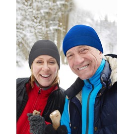 4 Pieces Winter Warm Watch Cap Soft Polar Fleece Beanie Hat Thick Windproof Outdoor Skull Cap for Men Women (Dark Green, Grey, Royal Blue, Black)