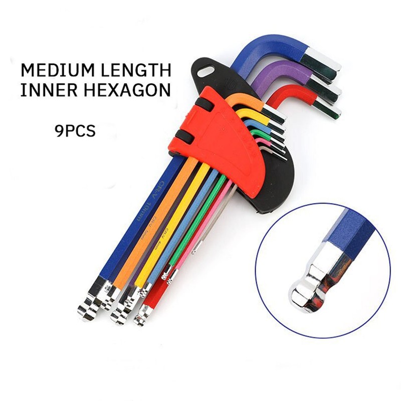 9 Pcs Hex Wrench Set Color Coded Non Slip CR