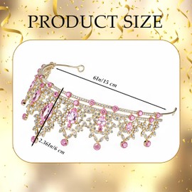 GLITZJOY Crowns and Tiaras for Women, Pink Queen of Hearts Costume Women Gothic Hair Accessories Vintage Rhinestone Tiara for Girls Queen Crown Wedding Bridal Headpiece for Halloween Birthday Wedding