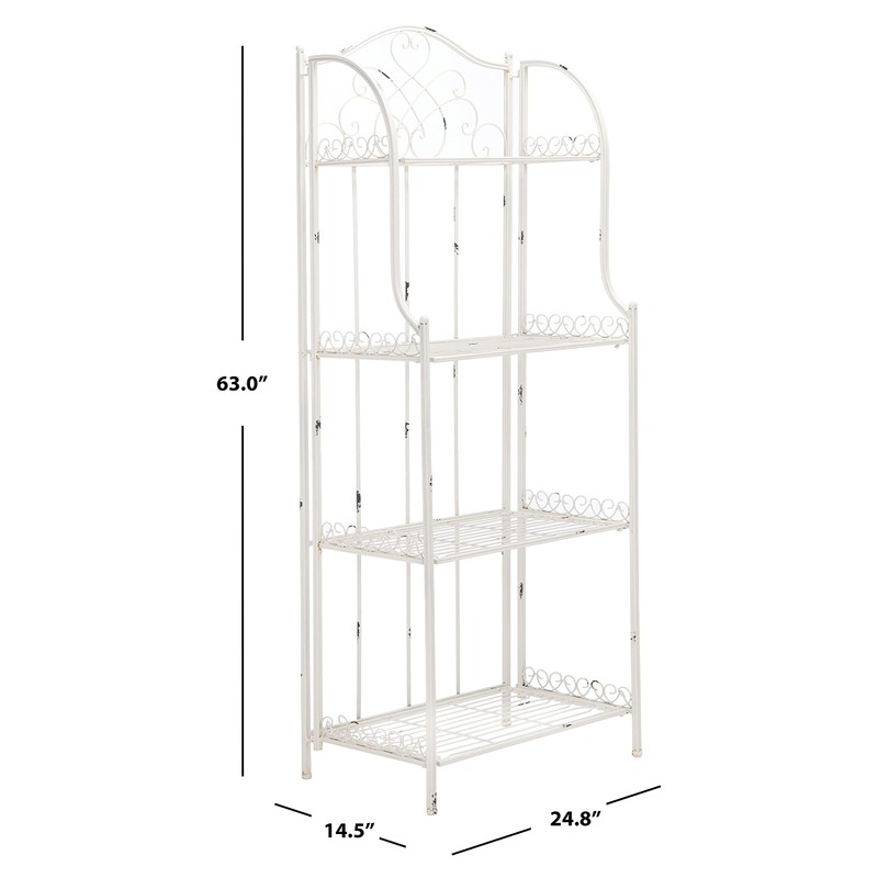 Safavieh PAT5014B Outdoor Collection Amaris Antique White Wrought Iron 4-Tier