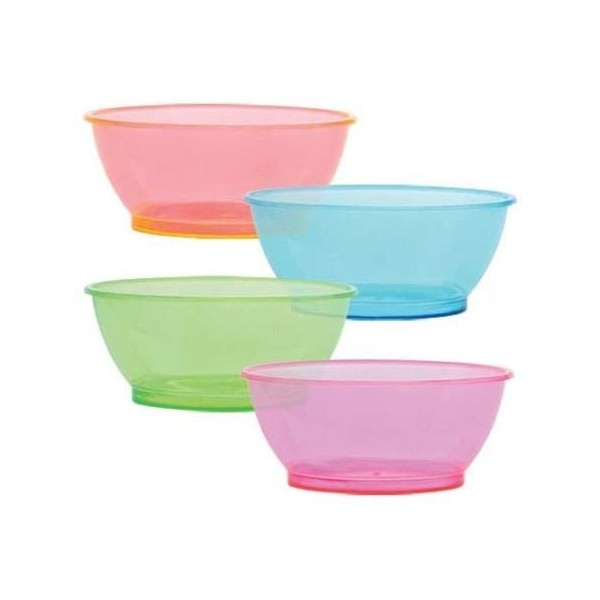 Tiger Chef Neon Assorted Party Plates, 20-Pack 6-ounce Hard Plastic Plates, Assorted Neon Colors Pink, Blue, Green and Orange