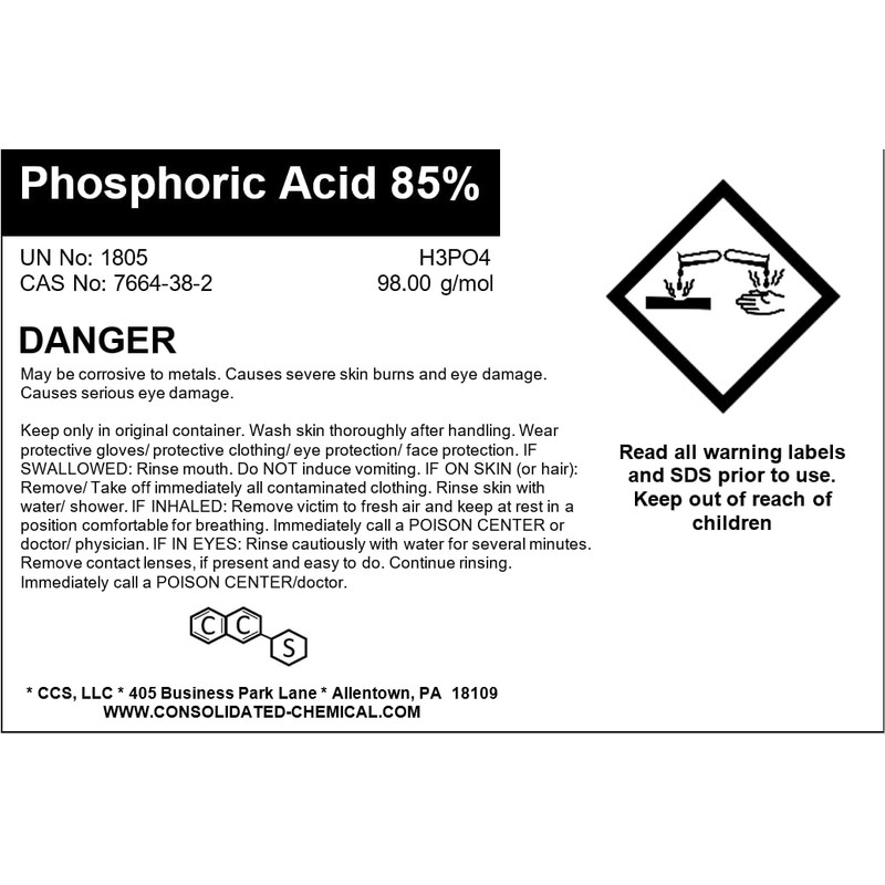 Phosphoric Acid 85% - High Purity Industrial Grade - Premium