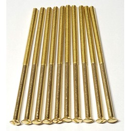 Pack of 10 Brass Electrical Screws 75mm X 3.5mm Brass(Gold) Long Socket Screw Switch Plugs Fixings Raised Slotted Head