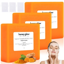 cijikos Honey Glow Lemon Turmeric Kojic Soap Bar, Honey Glow Turmeric Soap, Lemon Kojic Soap, Turmeric Soap Bar for Face ＆ Body, Natural Turmeric Handmade Soap for All Skin Types (3)