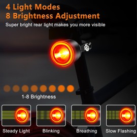 NineLeaf 300 Lumens Bike Tail Light, Rear Bicycle Lights Ultra Bright, Smart Bike Tail Light Brake Sensing Auto On/Off, USB-C Rechargeable,IP65Waterproof,220°Adjustable Angle 1000M Viewable Range